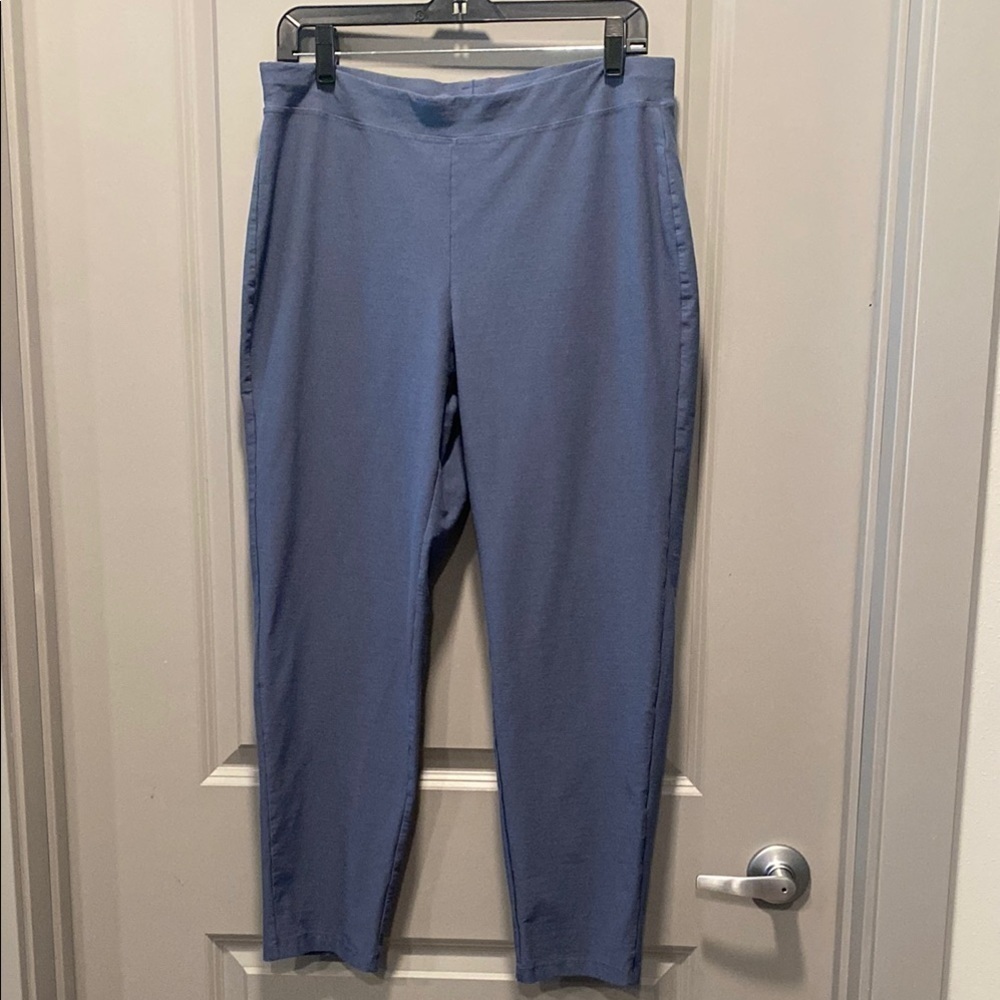 Eileen Fisher L Blue Tapered Ankle Pants Pull On Minimalist Travel Capsule